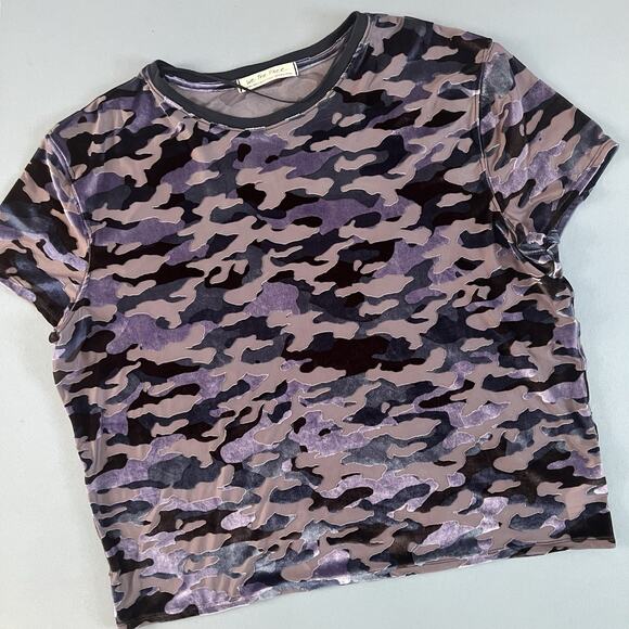 Free People We The Free Teddy Velvet Camo Blue Burnout Tee - Picture 5 of 7
